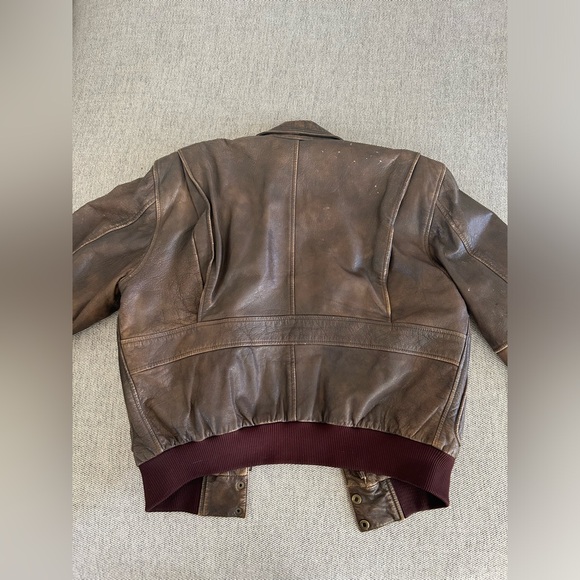 Vintage 100% Leather Brown Bomber Jacket - Picture 4 of 11